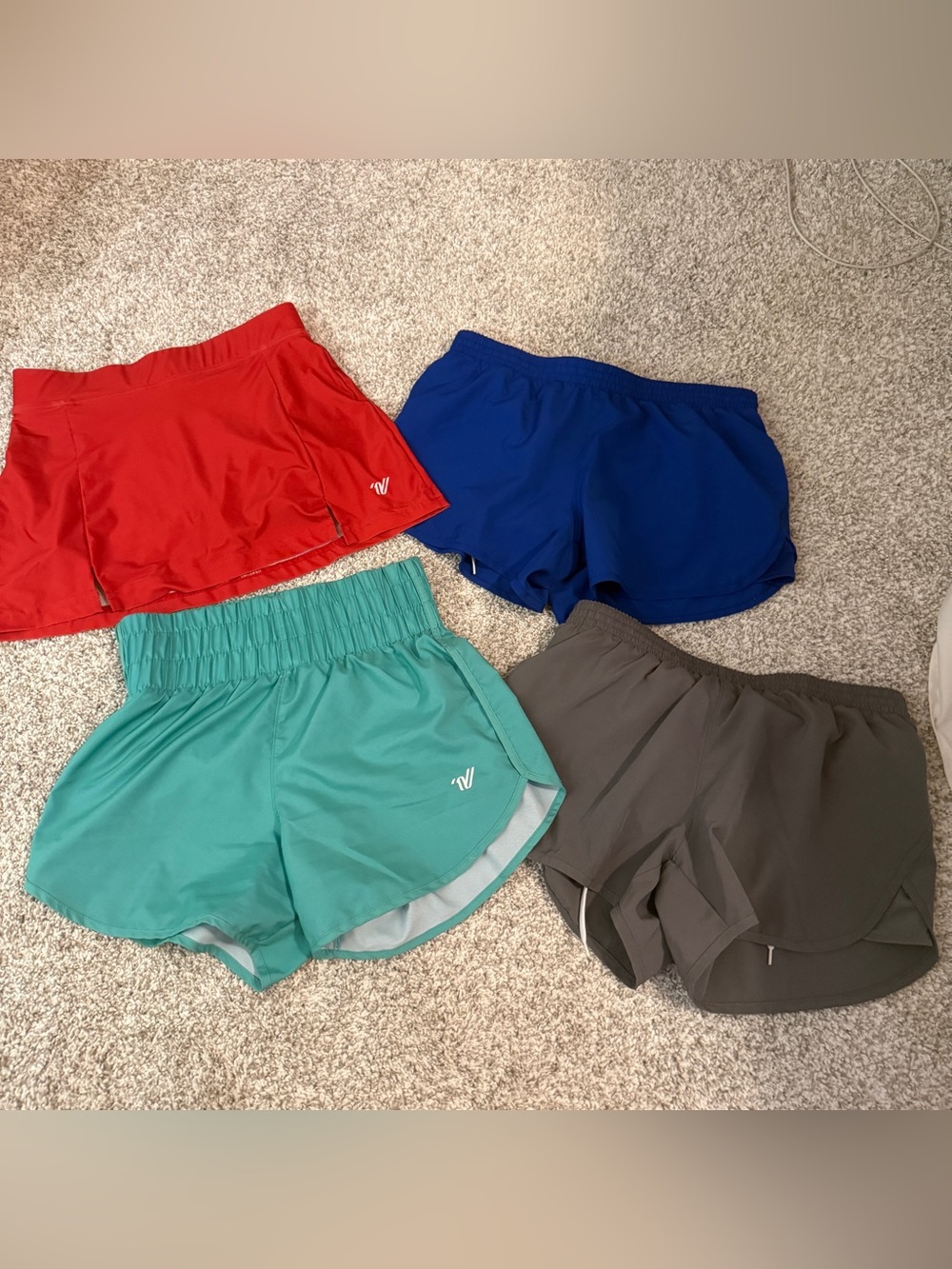 Varsity Womens Athletic Shorts Set — Red, Blue, Teal, Gray